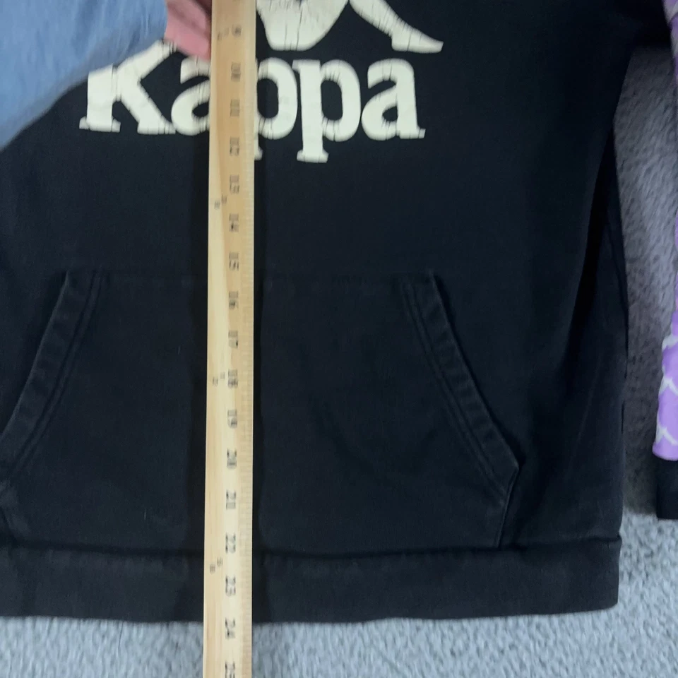 Kappa Hoodie Mens Medium Black Purple Sweatshirt Graphic Striped Pullover Jumper - Image 3 of 4