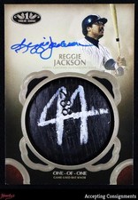 2019 Topps Tier One Reggie Jackson GAME-USED BAT KNOB RELIC ON CARD AUTO 1/1