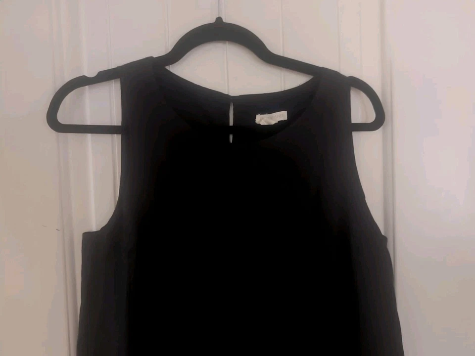 Maxi Vestido Clásico Lujo Eileen Fisher Talla S 100% Lino Orgánico Negro Sin Mangas Foto 4 de 4
