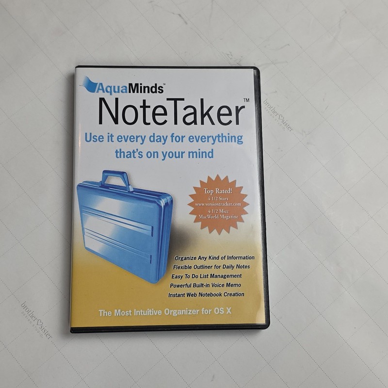 Notetaker for OSX AquaMinds DVD Software Used Good Condition