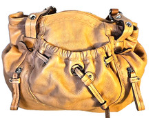 B. Makowsky Tan Pebbled Leather Hobo Shoulder...