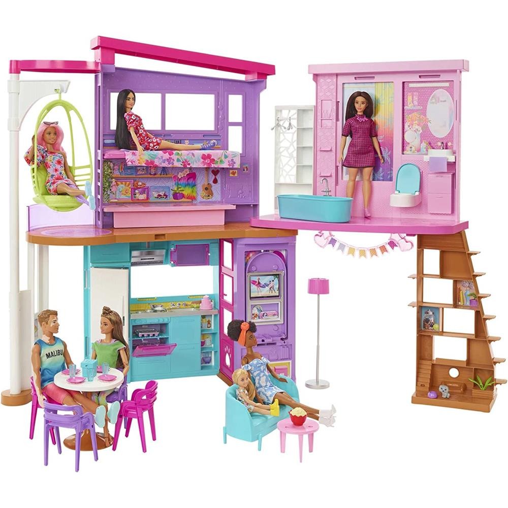 Mattel Barbie Malibu Ferien-Haus klappbar в кукольном домике для мебели и игрушек в Малибу 38890₽