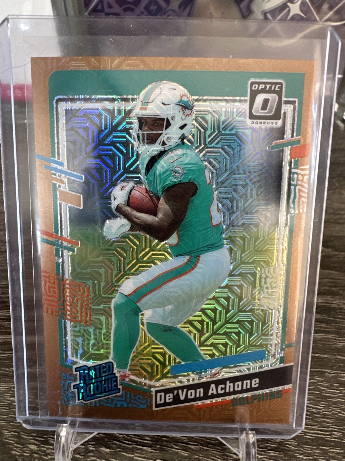2023 Donruss Optic Rated Rookie De'Von Achane #269 Bronze Mojo Prizm /35 (RC)