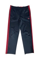 Adidas Youth L 14-16 Black Track Pants Red 3-Stripes Gym Wear Size 27x29 AS IS
