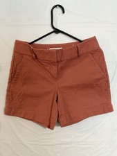 LOFT The Riviera Short Chino Brown Twill Flat Front Button Pockets Size 2