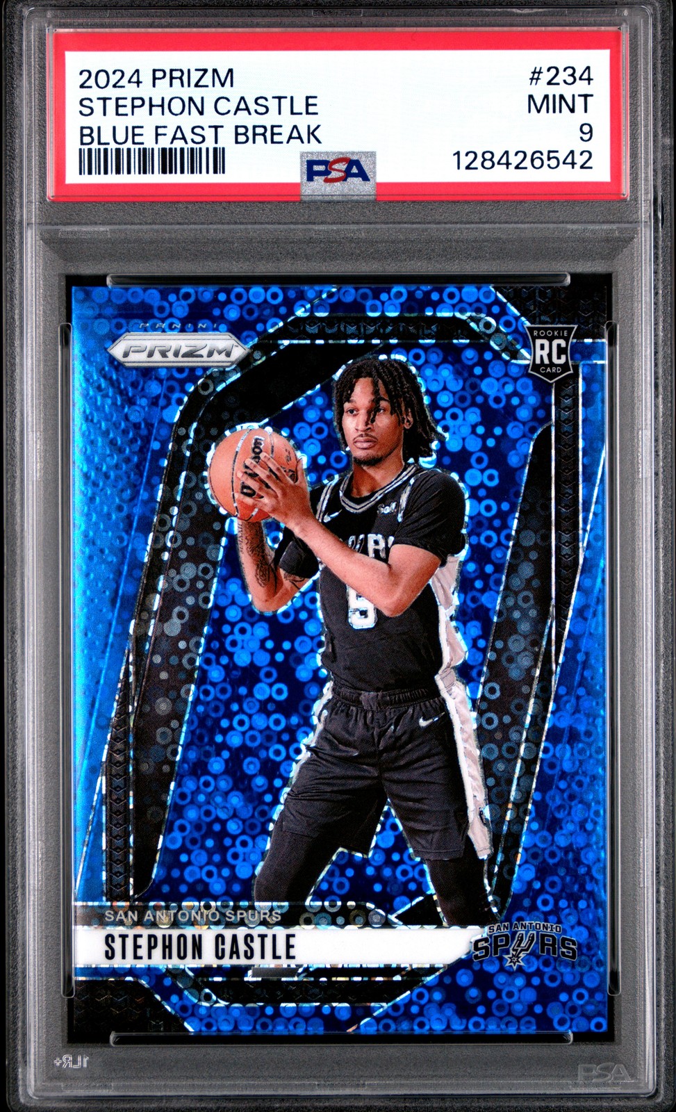2024 PANINI PRIZM BLUE FAST BREAK #234 STEPHON CASTLE 120/150 PSA 9
