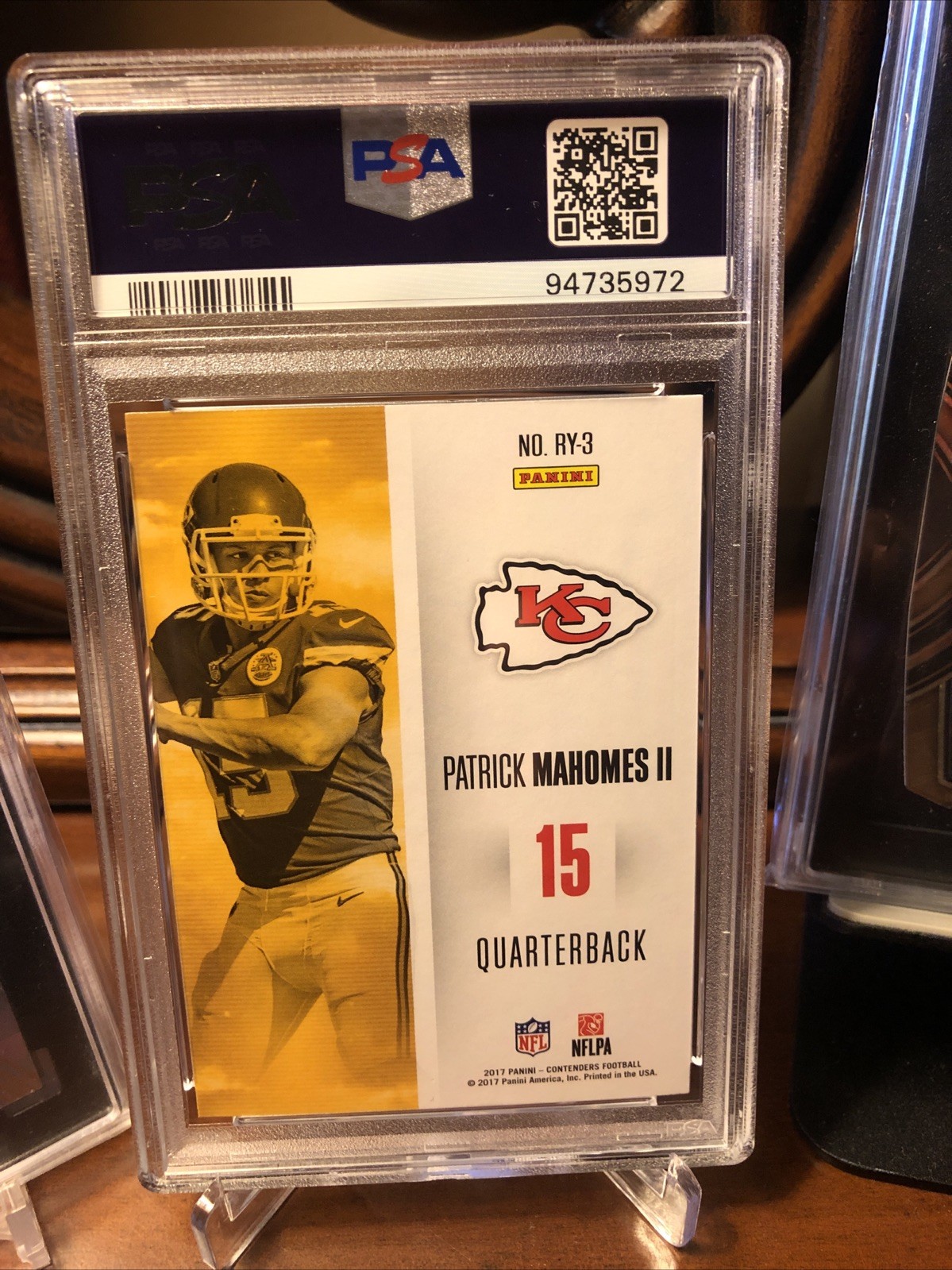 Panini 2017 Contenders Patrick Mahomes II RC ROY Contenders RY-3 RC PSA 9 view 4