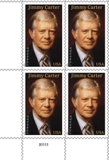 #6043  2025 Jimmy Carter  Plate Block/4 -MNH (After oct 1)