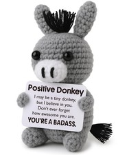 Birthday Gifts for Women Badass, Positive Daily Affirmation Crochet Donkey - ...
