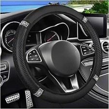 Crystal Rhinestones Elastic Steering Wheel Cover Bling Stretch P Color Black Crystal Rhinestones Elastic Steering Wheel Cover Bling Stretch P Color Black