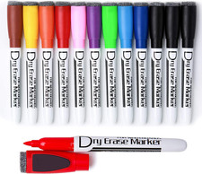 12 Pack Magnetic Dry Erase Markers Fine Tip Whiteboard Pens 10 Colors Low Odor