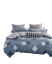 Geo Stripes Cotton Bedding Set: 1 Duvet Cover 2 Pillow Shams Queen/King/Cal K