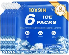 Ice Packs for Cooler 6Pcs 2025 Upgrades Freezer Lunch Boxes Reusable Coolers ...