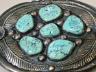 M. Chee SIGNED Navajo 925 Sterling & MINT TURQUOISE Vintage BELT BUCKLE 91+grams — photo 2