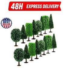 Model Train Scenery Trees 16 Piece Green Plastic Diorama Miniatures