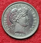 1892 Silver Barber 10c Dime AU Detail Cleaned