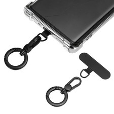 2 Pcs Phone Tether Tab Rotatable 360 Double Opening Snap Hooks, Black