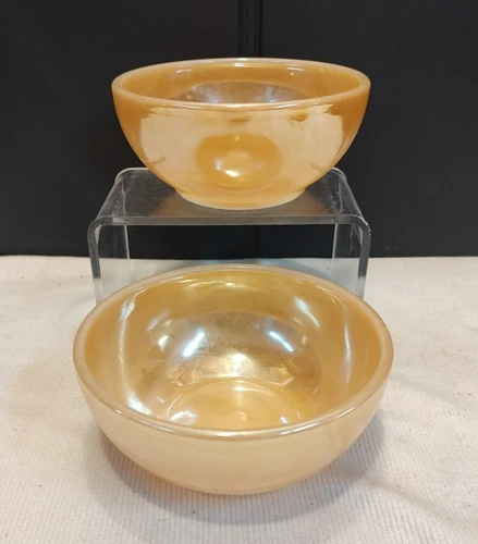 Set 2 Vintage Fire King Peach Luster Cereal Chili Soup Bowl 5" (4 7/8" x 2 1/2")