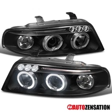 Fit 1999-2001 Audi A4 S4 B5 Black LED Halo Projector Headlights Lamps Left+Right