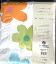 Shower Curtain BIG FLOWERS multicolors, fabric Famous Home Fashions NIP