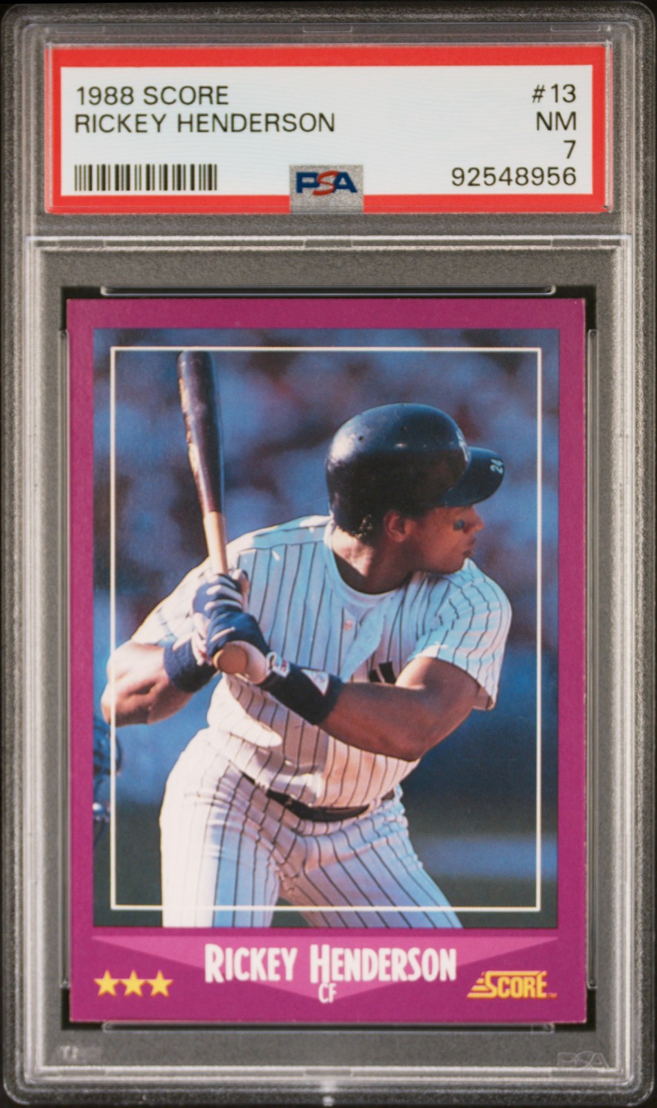 1988 SCORE #13 RICKEY HENDERSON PSA 7