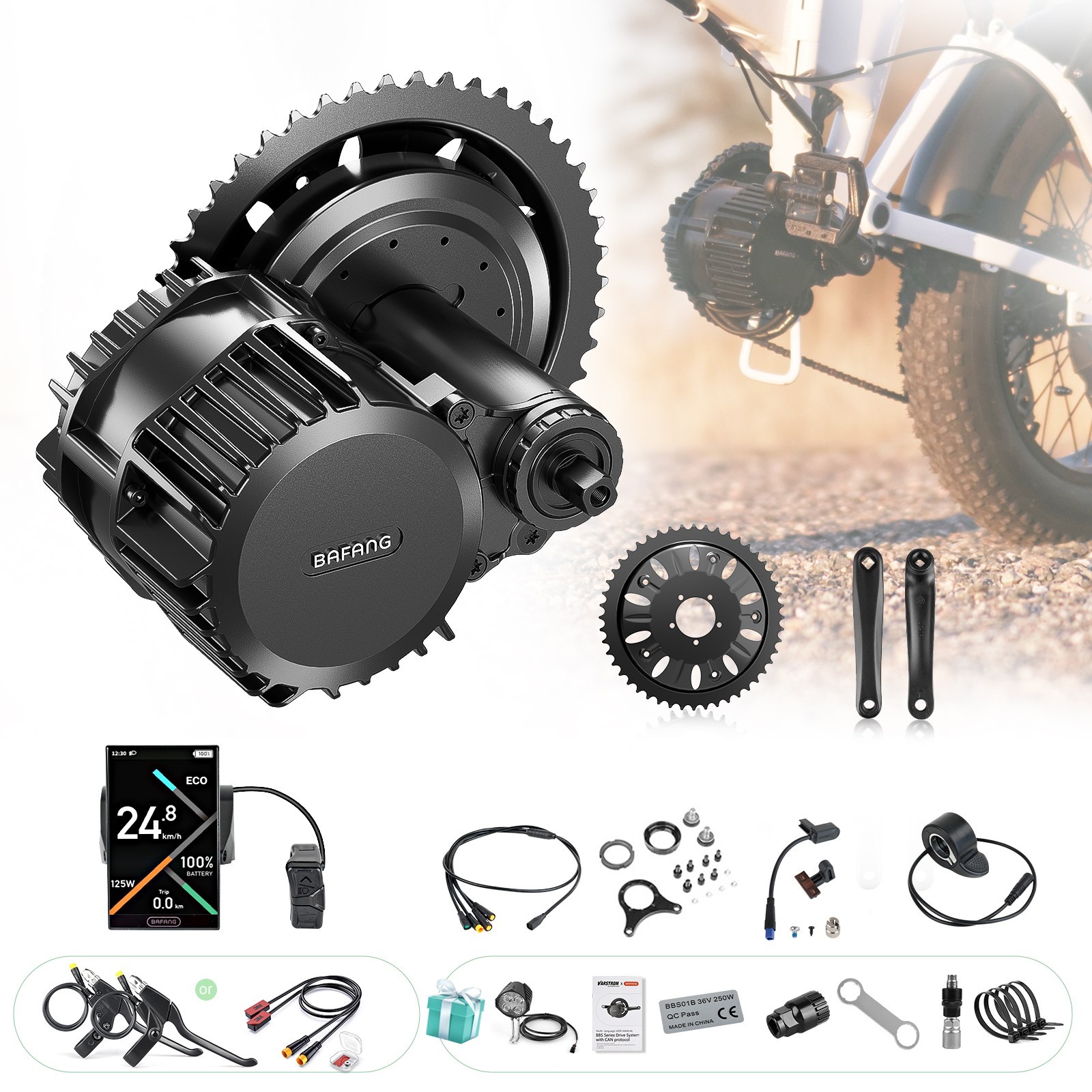 48V/52V1000W Bafang Mid Drive Motor Kit BBSHD Ebike Conversion Kits 68-120mm US