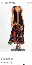 Johnny Was Eva embroidered beaded floral maxi dress black sleeveless V-neck