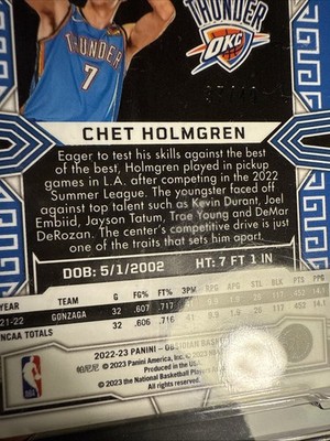 2022-23 Panini Obsidian Chet Holmgren Electric Etch Purple Flood