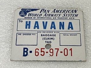 Vintage 19750s Pan Am AMERICAN AIRWAYS Airlines Baggage Claim Tags FLY USA-CUBA