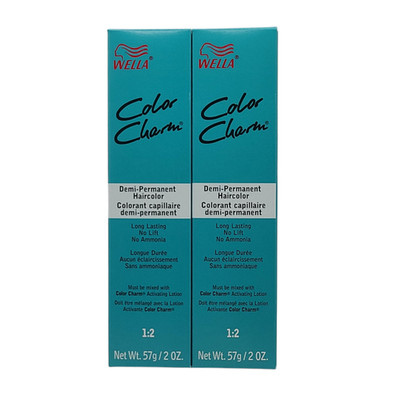 2 Pack Wella Color Charm Demi-Permanent 6RV 6/45 Fiery Red - 2 oz Ammonia Free