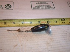 VINTAGE ARBOGAST JITTER TAIL BLACK WEEDLESS FISHING LURE