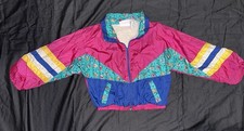 Vintage 80s/90s Girls Kids 4T Floral Colorblock Track Suit Windbreaker Jacket