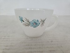 1950s Fire King Oven Ware Bonnie Blue Carnation Coffee Tea Cup USA FREE SHIPPING