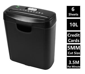 Econo Strip Cut Paper Shredder for Home Office Electric 6 A4 Sheets 10L Litre