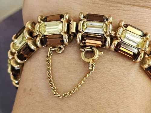 Bracciale BOGOFF Ice Champagne Giallo Strass Baguette Legato 7,5” Glamour - Foto 4 di 9