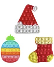 Xmas Push Pop Bubble Fidget Sensory Toys Merry Christmas Decorations 3 Piece 