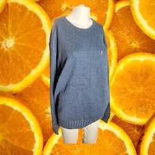 Polo Ralph Lauren Men's Dark Blue Cotton Crewneck Jumper Sweater Size XL