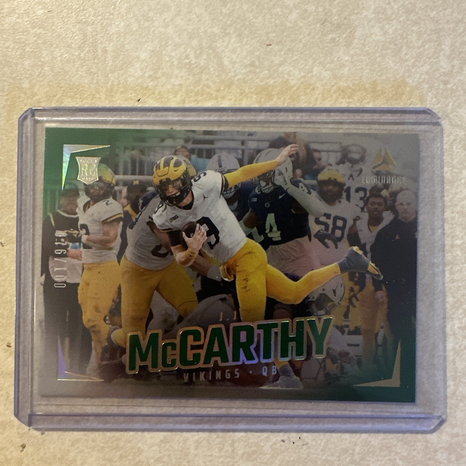 2024 Panini Luminance - Rookies Green #187 J.J. McCarthy /100 (RC)