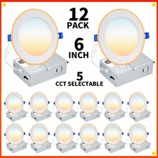 12 Pack 6 Inch 5CCT Ultra-Thin LED Recessed Ceiling Light with Junction Box New