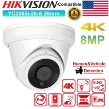 4K 8MP Hik Compatible Turret POE IR30m MIC IP Camera Acusense Outdoor US