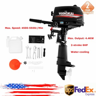 HANGKAI 2-Stroke 6 HP Outboard Motor Boat Marine Engine Water Cooling CDI System
