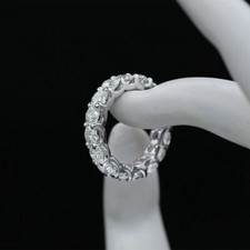 Anello Full Eternity 4,25 ct diamante oro bianco 14 kt fede nuziale simulata ...