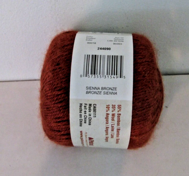 1 Ball Patons Angora Bamboo Yarn #90018 Sienna Bronze #4 Bamboo Wool 50g  1.75oz - Image 3 of 3