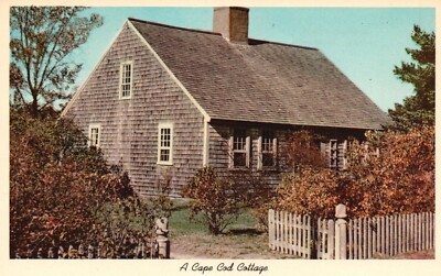 Postcard MA Cape Cod Cottage One of Oldest Unposted 1950 Chrome Vintage PC G6216