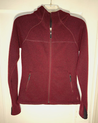 Smartwool Full Zip Hooded Jacket Wool Blend Hudson Trail Burgundy Size XS  d929