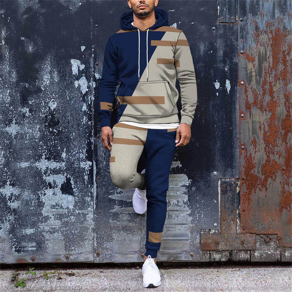 Mens Sweatsuits Piece Hoodie Tracksuit Sets Casual Pants Jogging