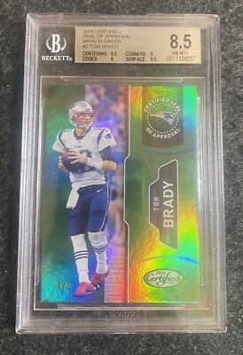2018 PANINI CERTIFIED #2 TOM BRADY SEAL OF APPROVAL MIRROR Green SP #4/5 BGS 8.5