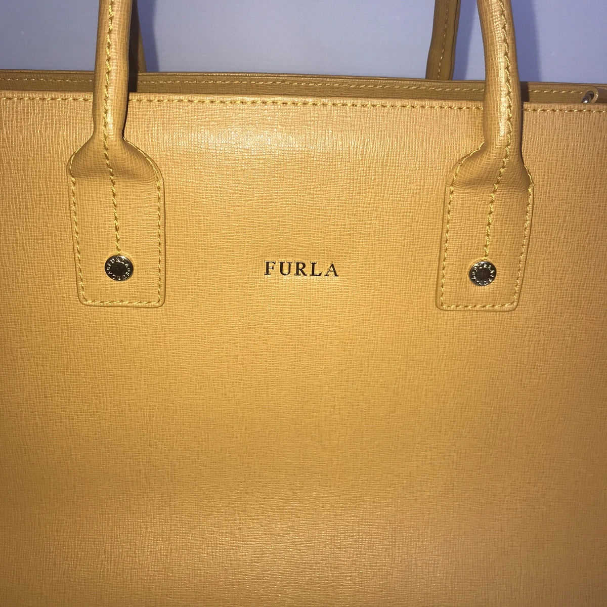 FURLA Leather Handbag Women s Small medium Tote Mustard Shoulder