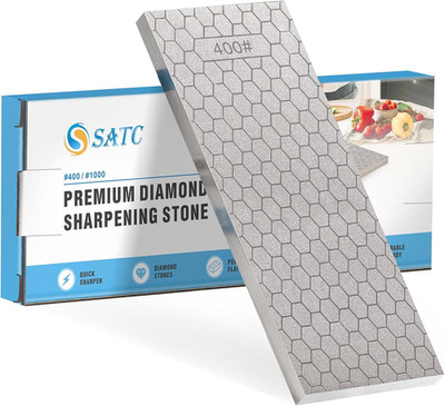 S SATC Diamond Sharpening Stone 2 Side Grit 400/1000 Plate White 