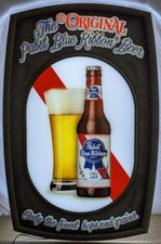 NEW Pabst Blue Ribbon PBR Faux Metal Look LED Lighted Sign 24x16 NIB
